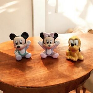 Vintage Disney Baby Mickey & Minnie Mouse and Pluto Bisque Figurines Sri Lanka